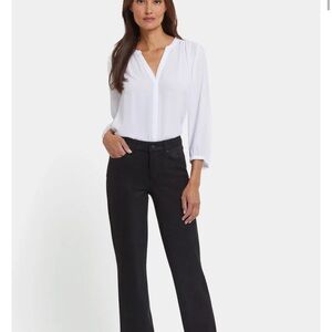 NYDJ Marilyn straight faux black leather.       Size 10